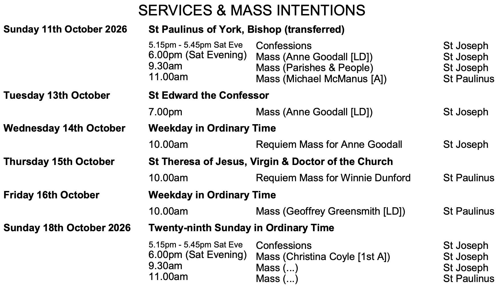 Masses 1110