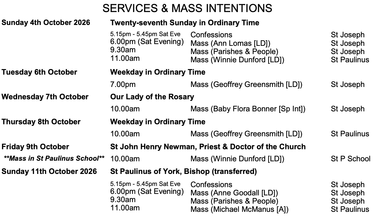 Masses4thOct